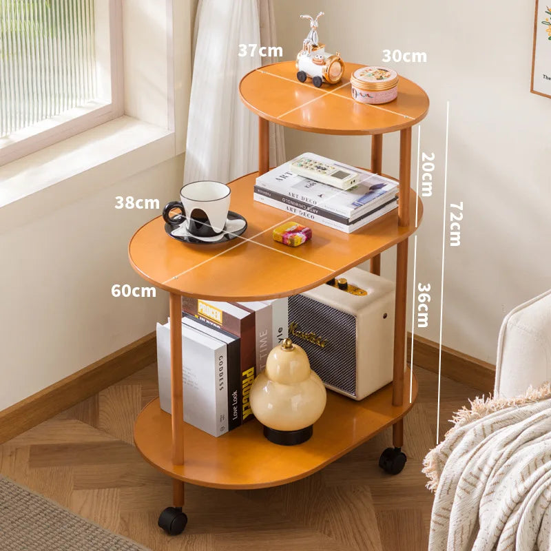 Movable coffee table small apartment modern simple side cabinet light luxury living room Italian minimalist new sofa side cart Oasis Select brown