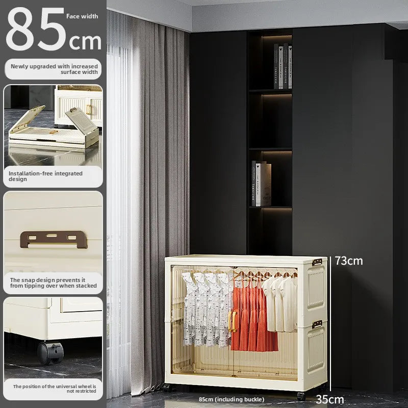 55-85 Children's simple wardrobe, clothes storage cabinet, multi-layer installation-free household snack locker, foldable Oasis Select 85CM A