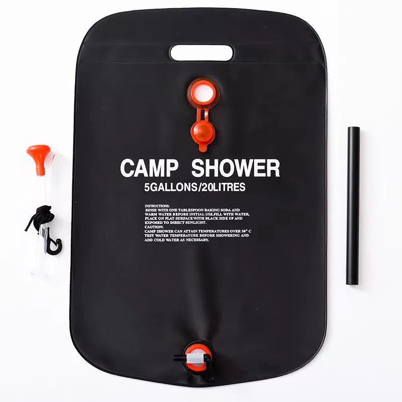 Outdoor Camping Bath Bag 20L Solar Hot Water Bag Outdoor Bath Shower Portable Shower Water Storage Bag Oasis Select Black 20L