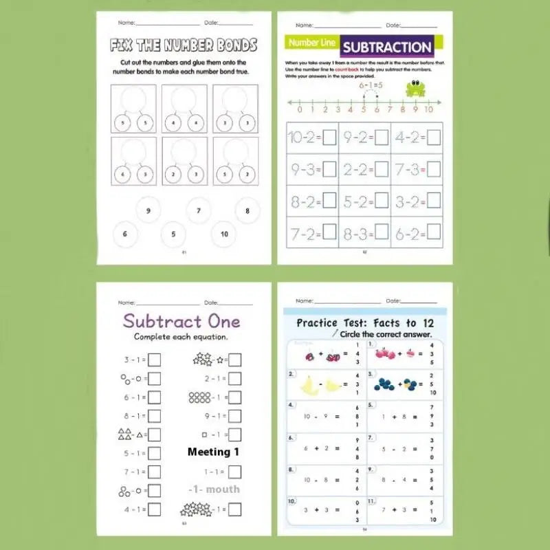 1 Set Fun 64 Page Arithmetic Question Book Addition And Subtraction Exercises Within 10 Picture Column Decomposition Calculation Oasis Select A