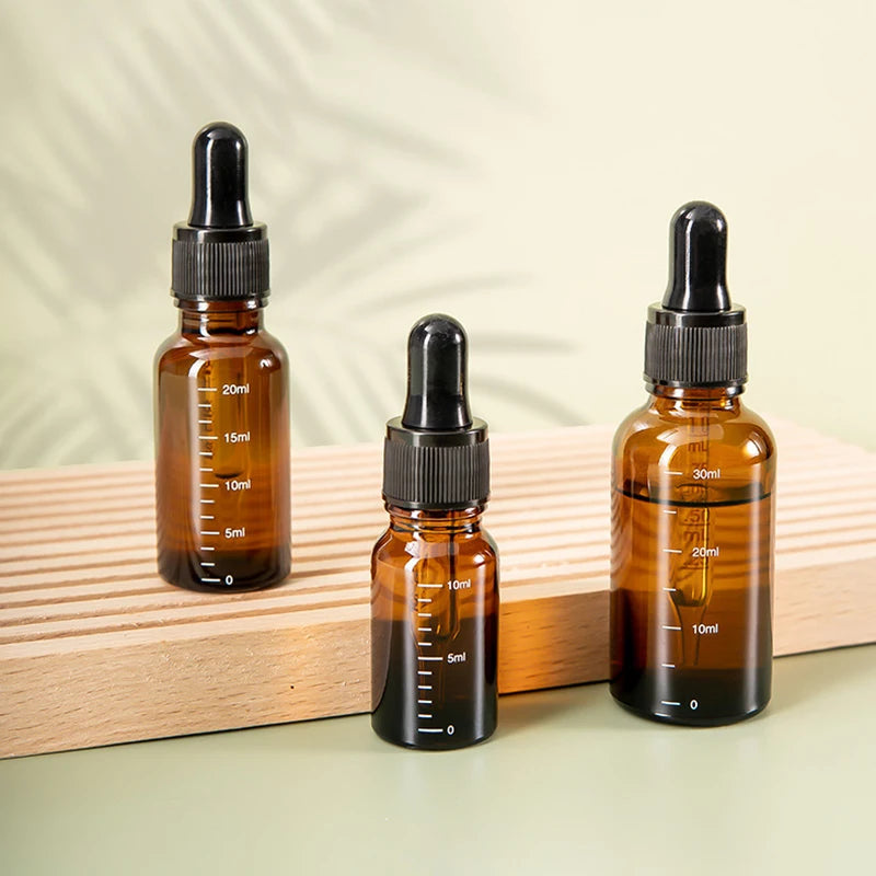 5ml-100ml Dropper Bottles With Scale Reagent Eye Drop Amber Glass Aromatherapy Liquid Pipette Bottle Refillable Bottles Travel Oasis Select