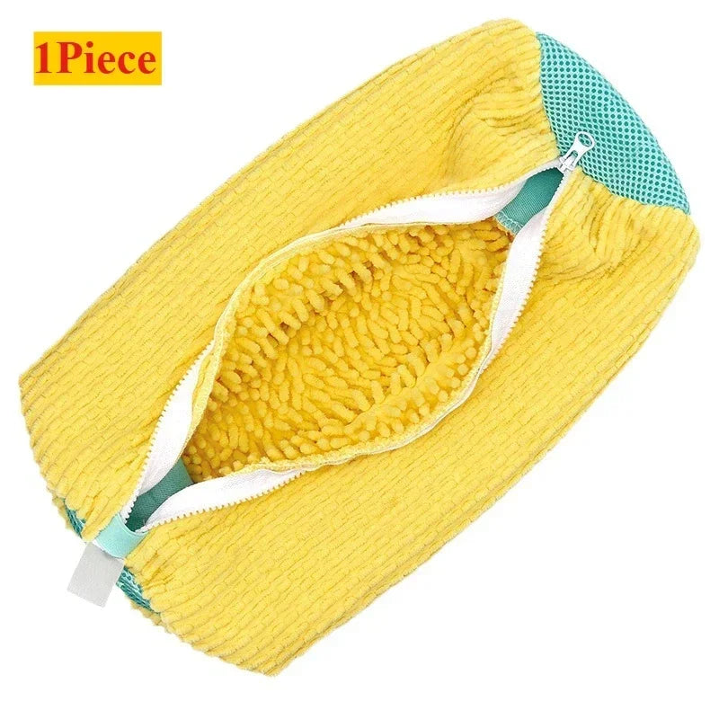 1/2/4PCS Shoe Washing Machine Bag with Liquid Shoe Brush Set Durable Laundry Shoe Bag and Soft Bristle Clean Brush for All Shoes Oasis Select 1 Yellow Bag