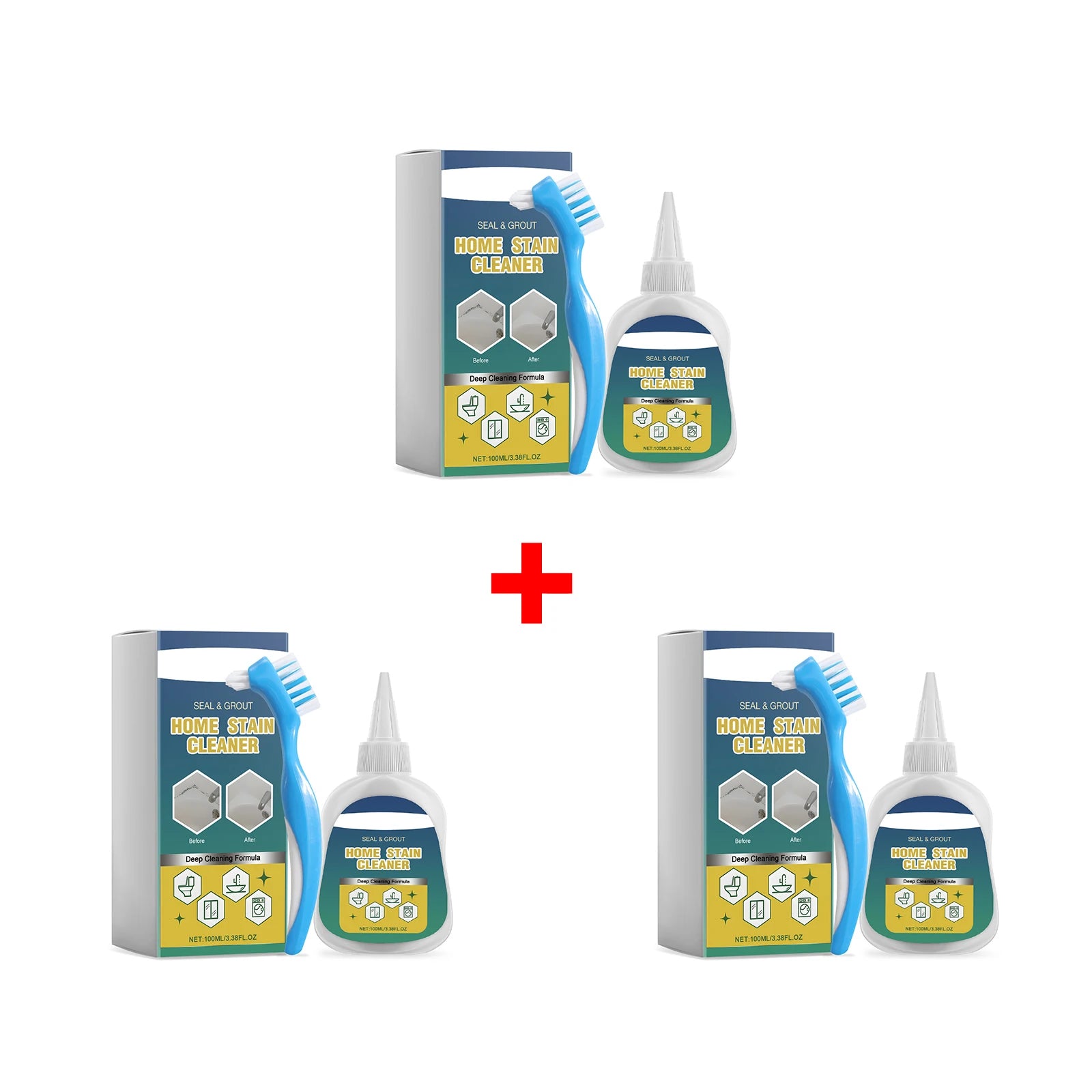 Home Stain Cleaner Remove Stain Multipurpose Household Decontamination Cleaning Gel for Sealing Ring Gap Mold Stains Cleansing Oasis Select 3pcs