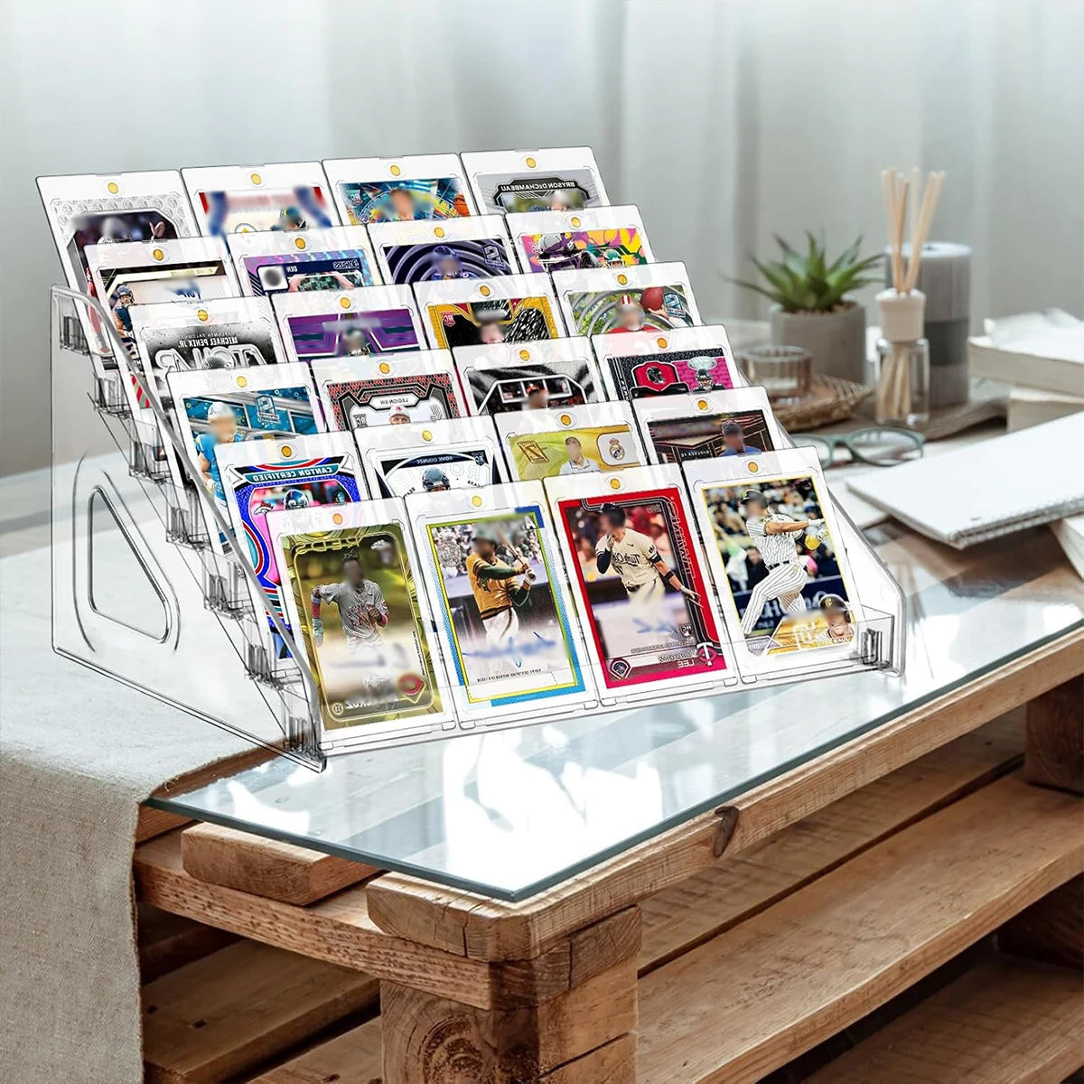 1pc Acrylic Tiered Multi-Layer Card Display Stand for Trading Greeting Card Shop Display Shelf Sports Card Business Card Holder Oasis Select
