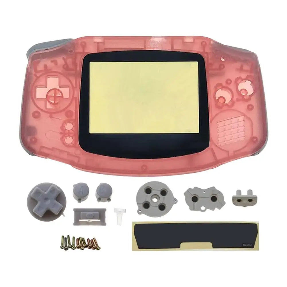 Full Housing Shell Replacement for Game Boy Advance GBA Clear Transparent Custom Case Cover Buttons Screws Full Set DIY Repair Oasis Select Clear Pink