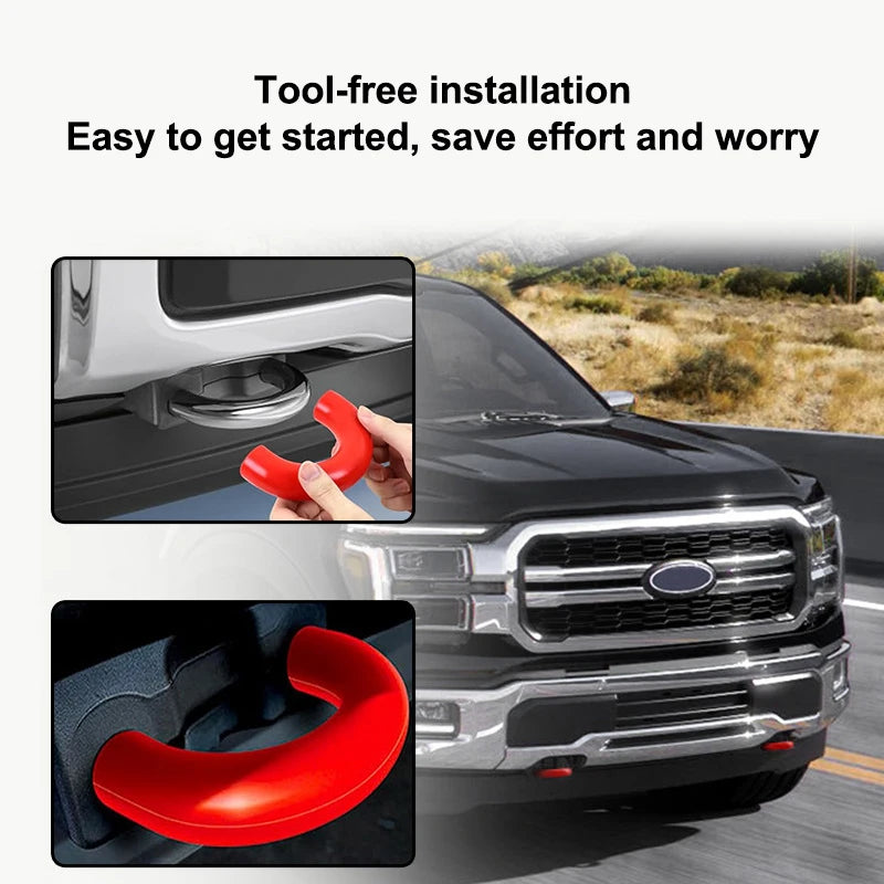 1 Pair Cars Exterior Accessories D-Ring Towing Hook Sleeve For F150 2004-2024 Red D Ring Towing Hook Sleeve Oasis Select