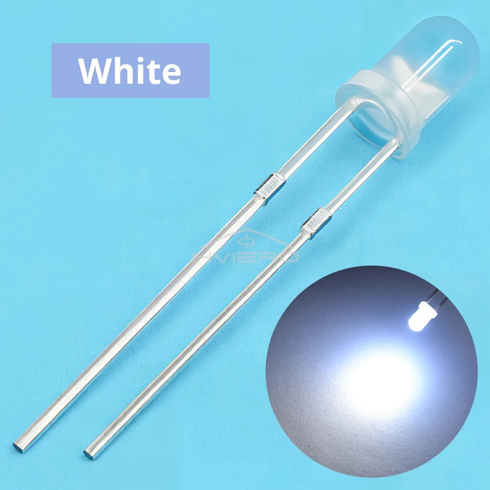 100PCS 3mm Diffused LED Diode Bulbs – 6 Colors | DIY & Decor