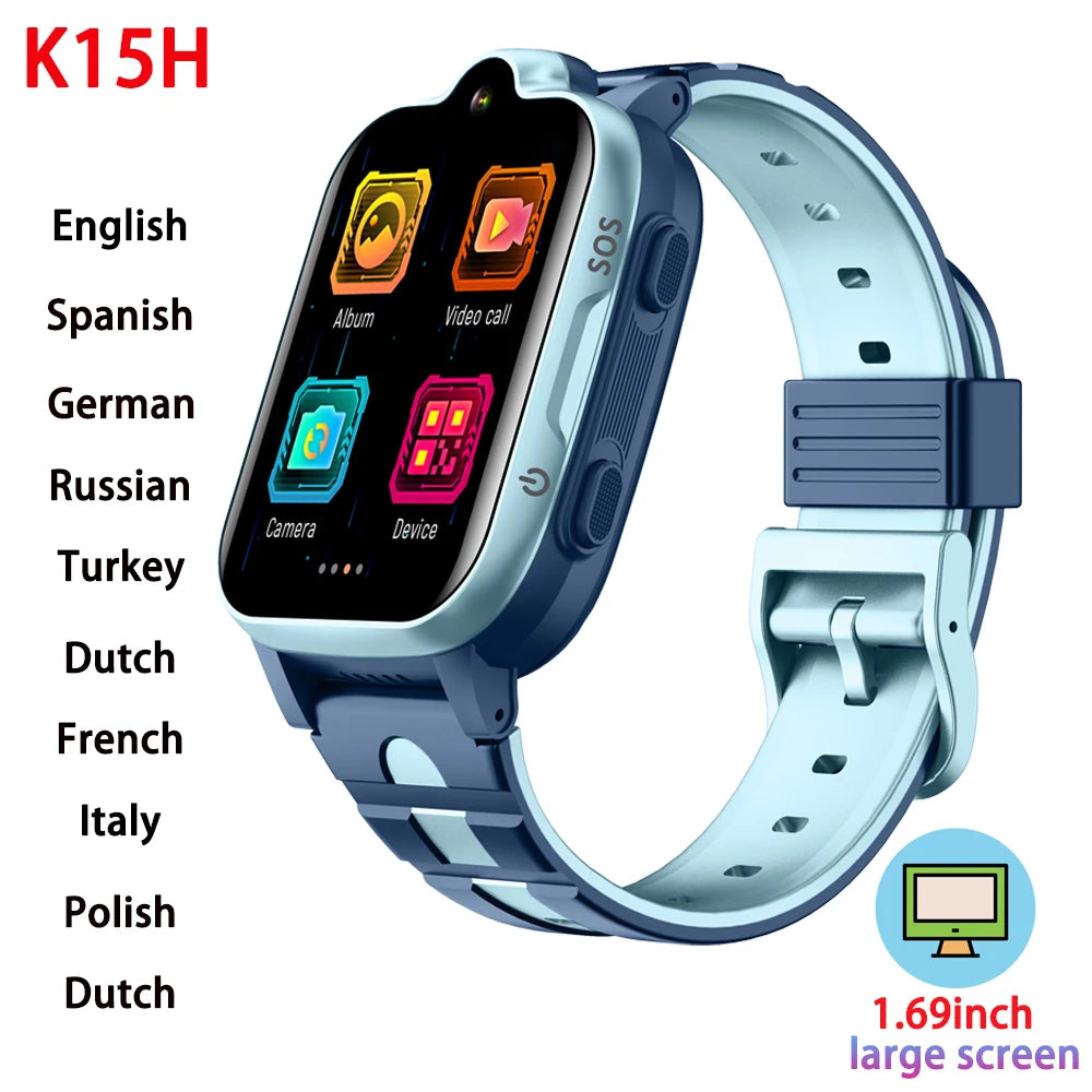4G Kids Smart Watch Camera SOS Waterproof GPS WIFI Video Call Monitor Tracker Location LBS Smartwatch Children Watch Boy Girl Oasis Select K15H blue