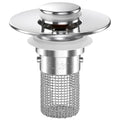 Stainless Steel Bathroom Sink Drain Strainer Removable Basket Bouncing Core Drain Stopper Odor Proof Universal Fit Hair Catcher Oasis Select Silver