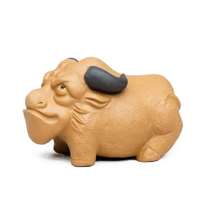 Purple Clay Tea Pet Cow Figurine Handmade Sculpture Little Cow Tea Play Tea Tray Oasis Select Chou Niu