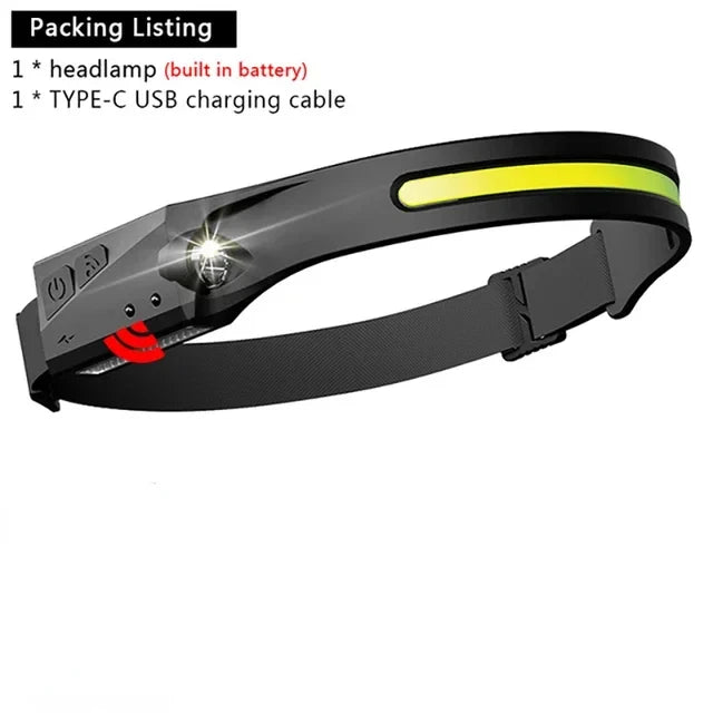 KDULIT 1~20Pack LED Sensor Headlamp Built-in Battery USB Rechargeable Waterproof Head Torch Outdoor Camping Fishing Headlight Oasis Select 1pcs