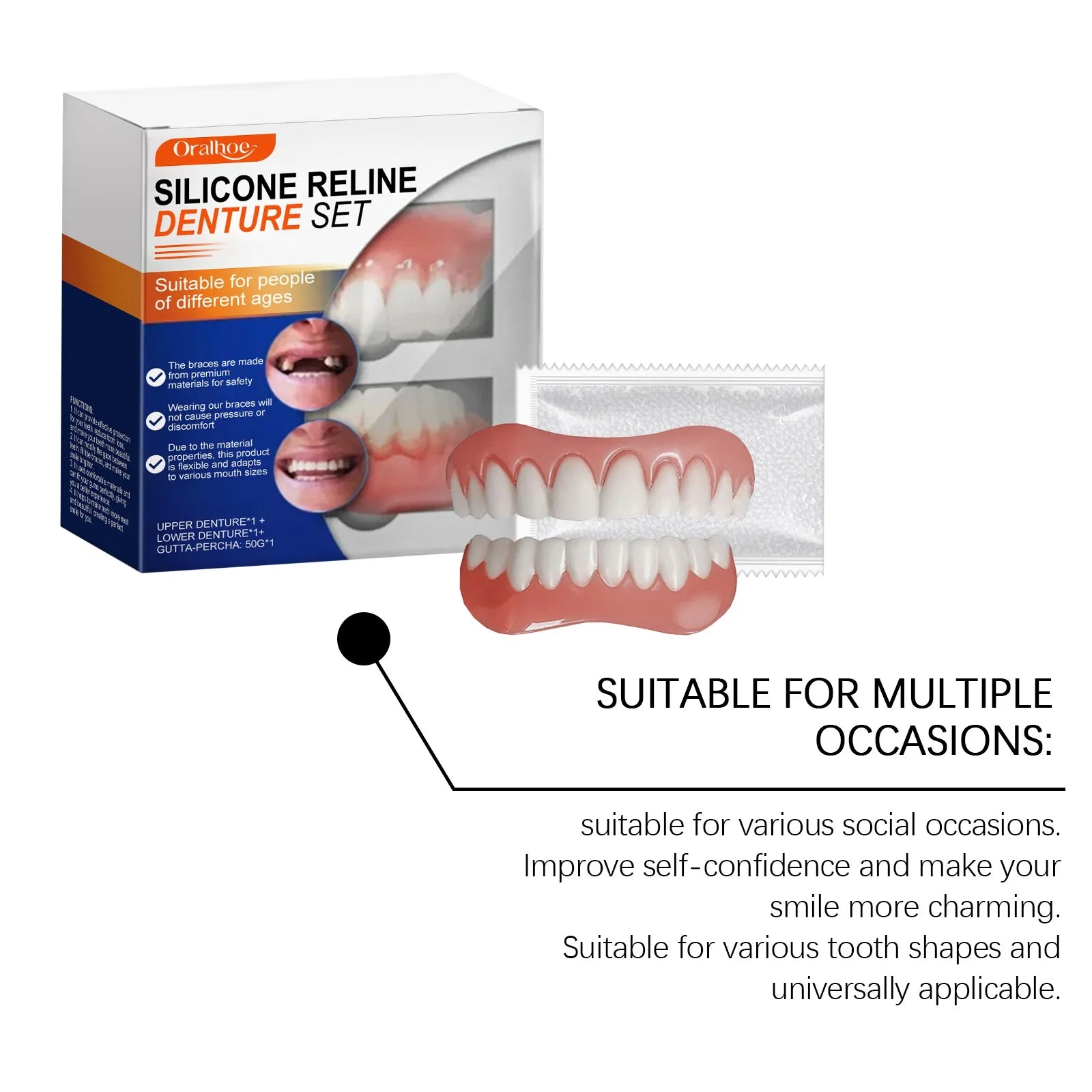 Denture Silicone Kit Denture Silicone Liners Soft Denture Kit Soft Denture Kit Teeth Upper And Lower Set Easy Use Braces Oasis Select