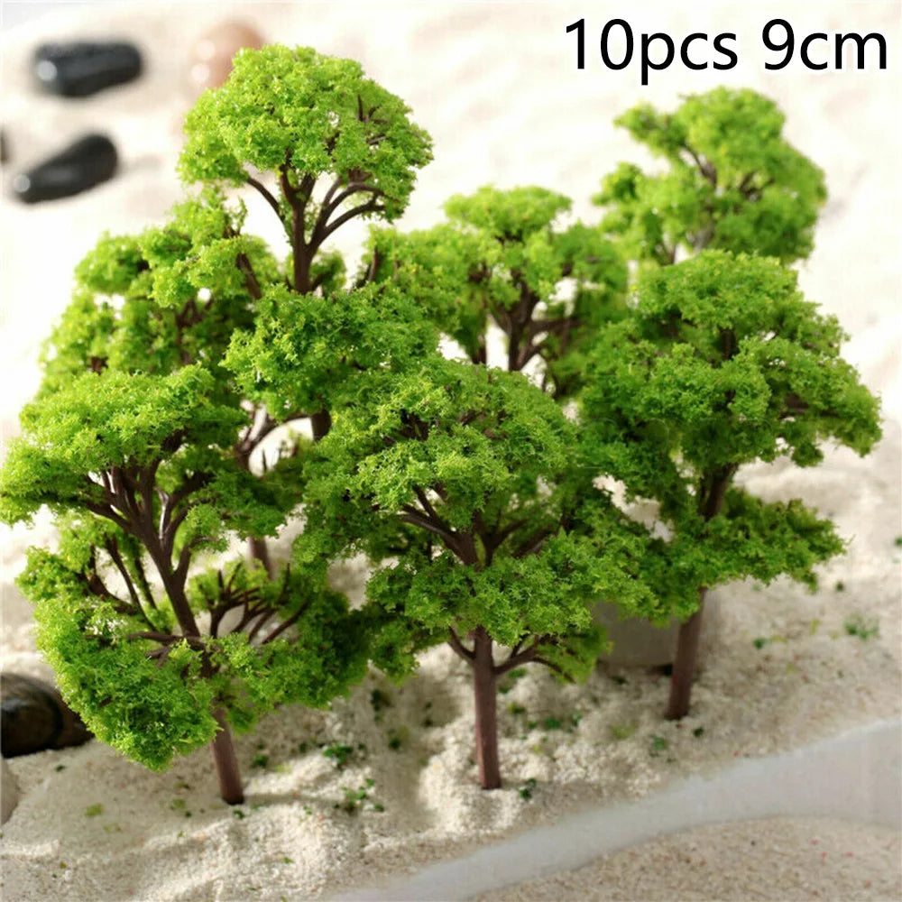 10Pcs 7cm Trees Model Garden Wargame Train Railroad Micro Landscape Park Scenery Scale Tree Oasis Select 9cm