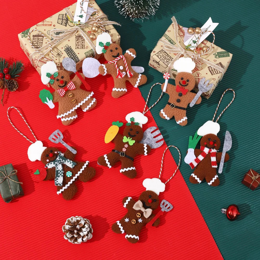 Plush Gingerbread Man Christmas Ornament Pendant | Chef
