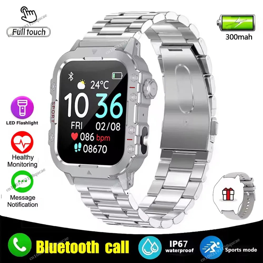 Military Smart Watch – Bluetooth Calls, GPS & Fitness Tracker
