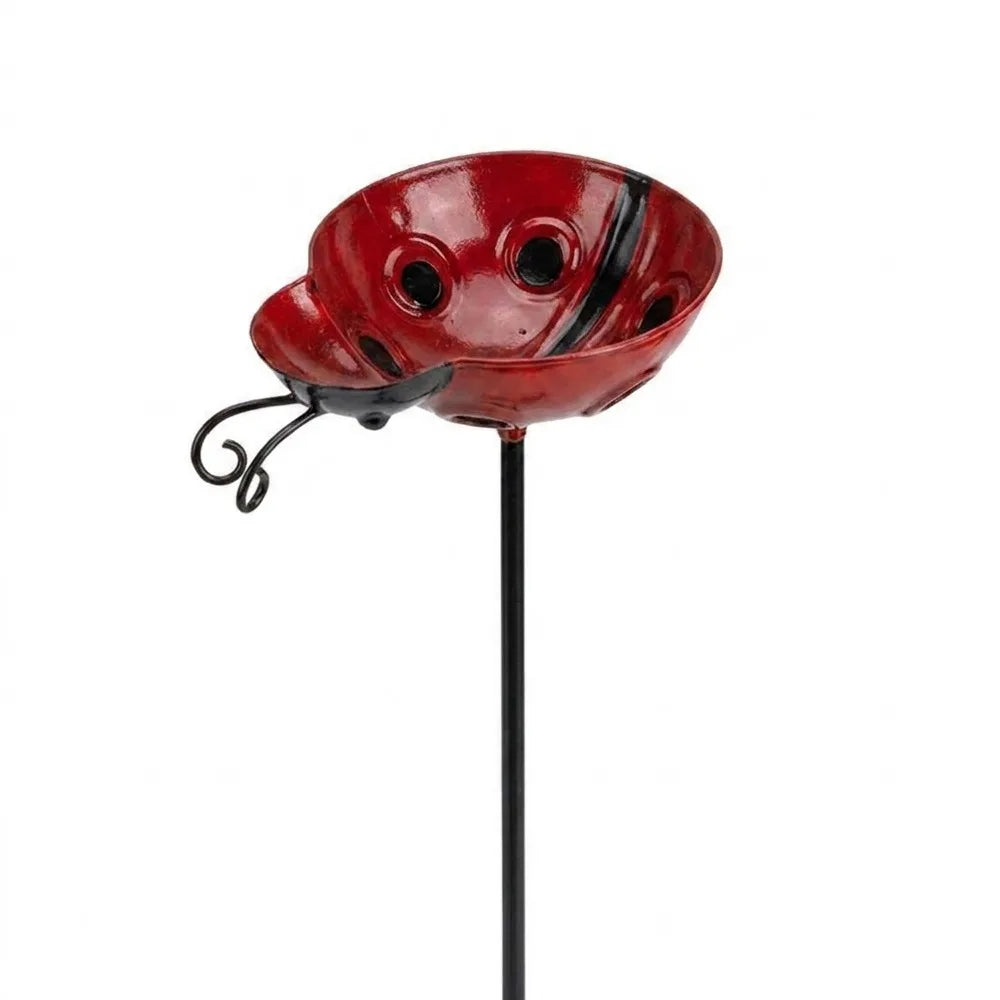 Handcrafted Bee Watering Station Rust-resistant Ground Insert Bird Bath Stake Water Dispenser Iron Art Metal Garden Stake Oasis Select Red