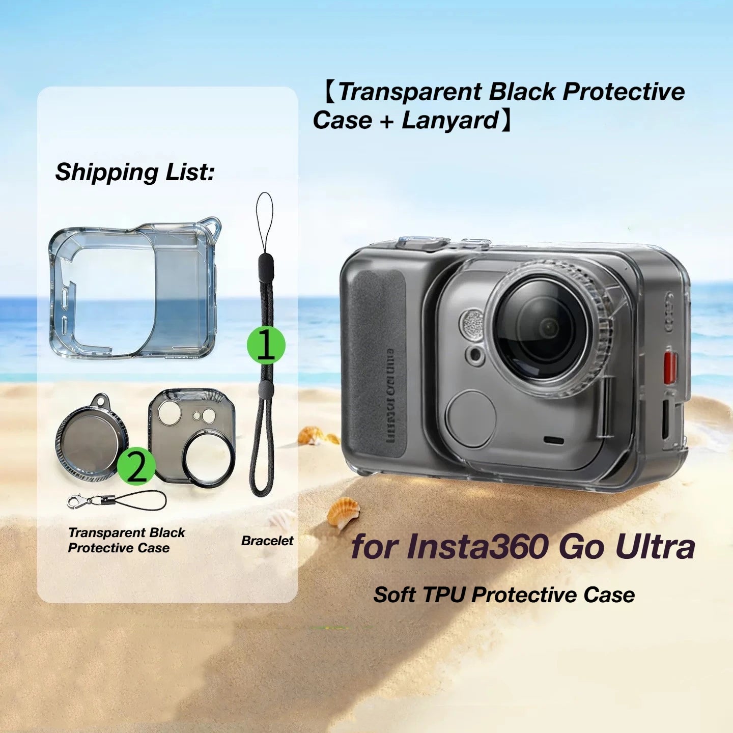 Insta360 Go Ultra TPU Case + Lens Cap & Anti-Lost Rope