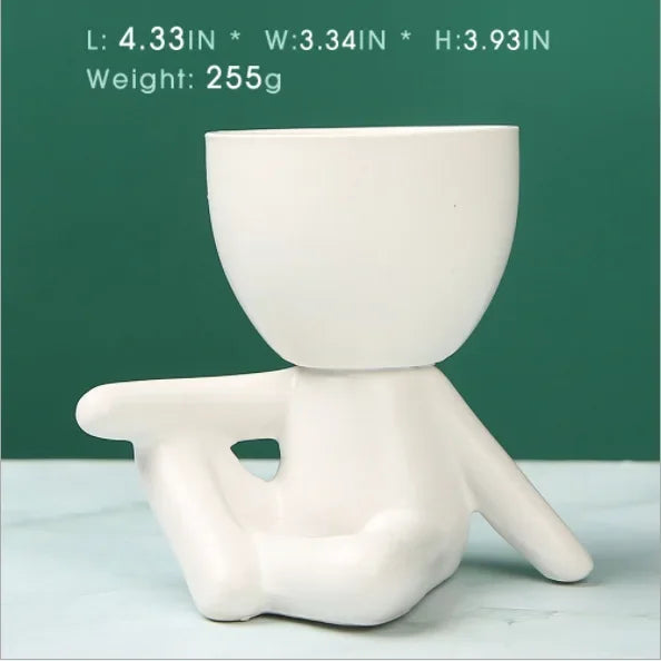 Creative Cute Imitation Humanoid Ceramic Flower Pot Succulent Planter Crafts Flowerpot Vase Home Decoration Personalized Gift Oasis Select E