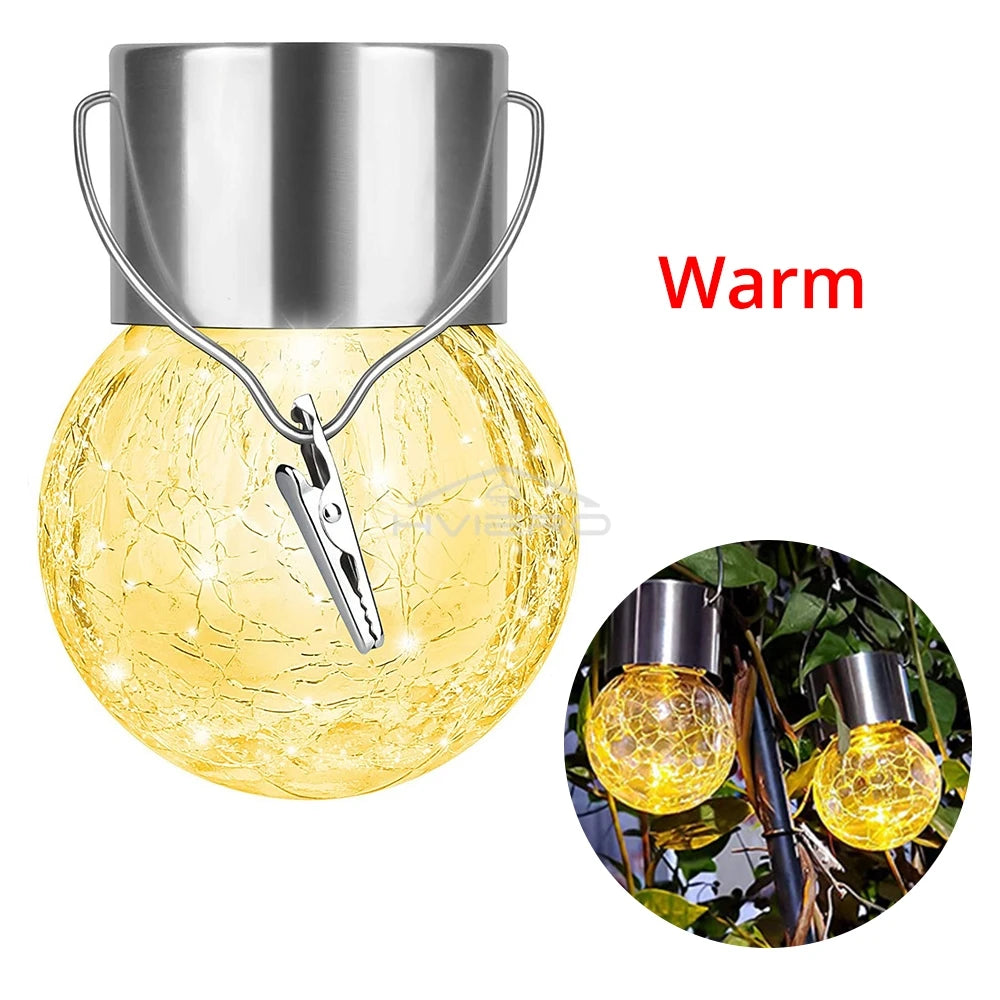 Solar LED Glass Garden Hanging Light | IP65 Waterproof Outdoor