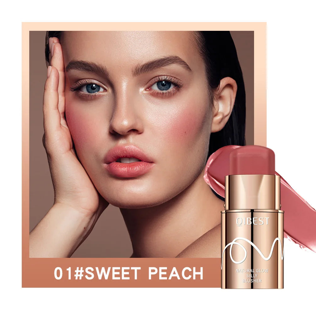 QiBest Cream Blush Stick – 6 Colors, Waterproof, 3-in-1