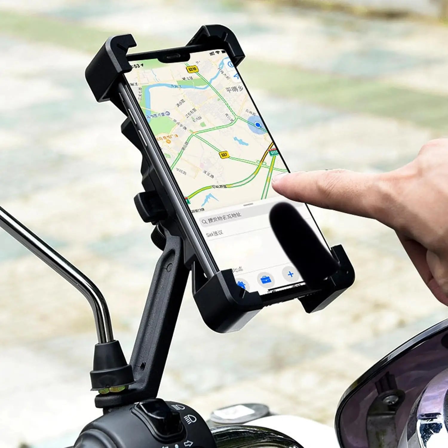 Bike Phone Mount 360 Rotatable Anti Vibration Motorcycle Handlebar Holder Universal Non Slip Cycling GPS Bracket Oasis Select