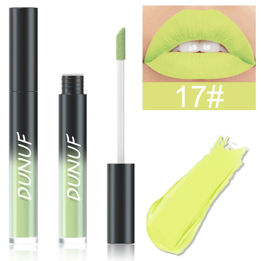 DUNUF Matte Lip Gloss – 32 Colors, Long-Lasting & Moisturizing