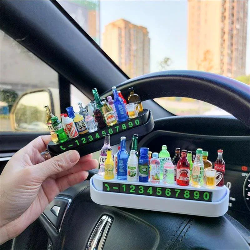 Chic Vehicle Short-term Parking Display with 15 Random Wine Bottles DIY Movement Contact Number Plate Change Parking License Oasis Select