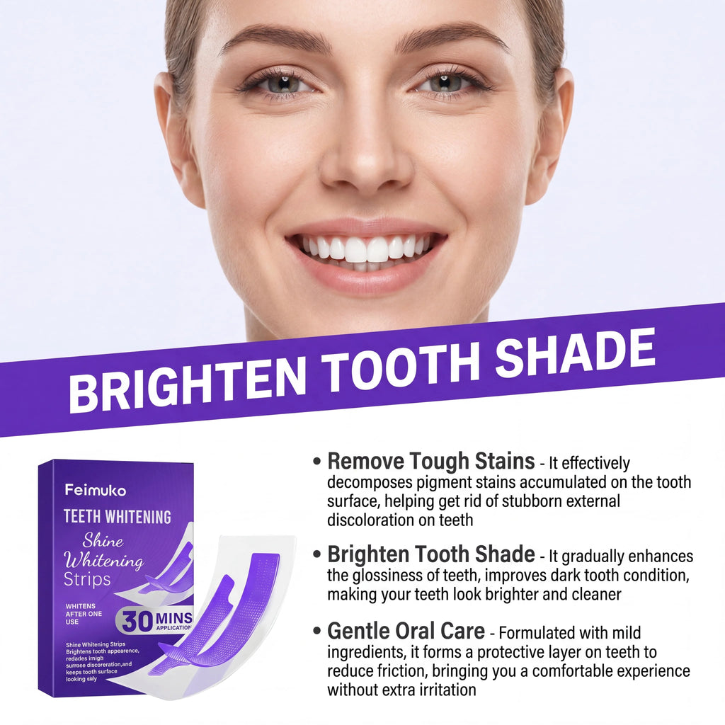 Purple Teeth Whitening Strips 30min Brighten Tooth Remove Plaque Stain Cleaning Oral Hygiene Strips Oasis Select