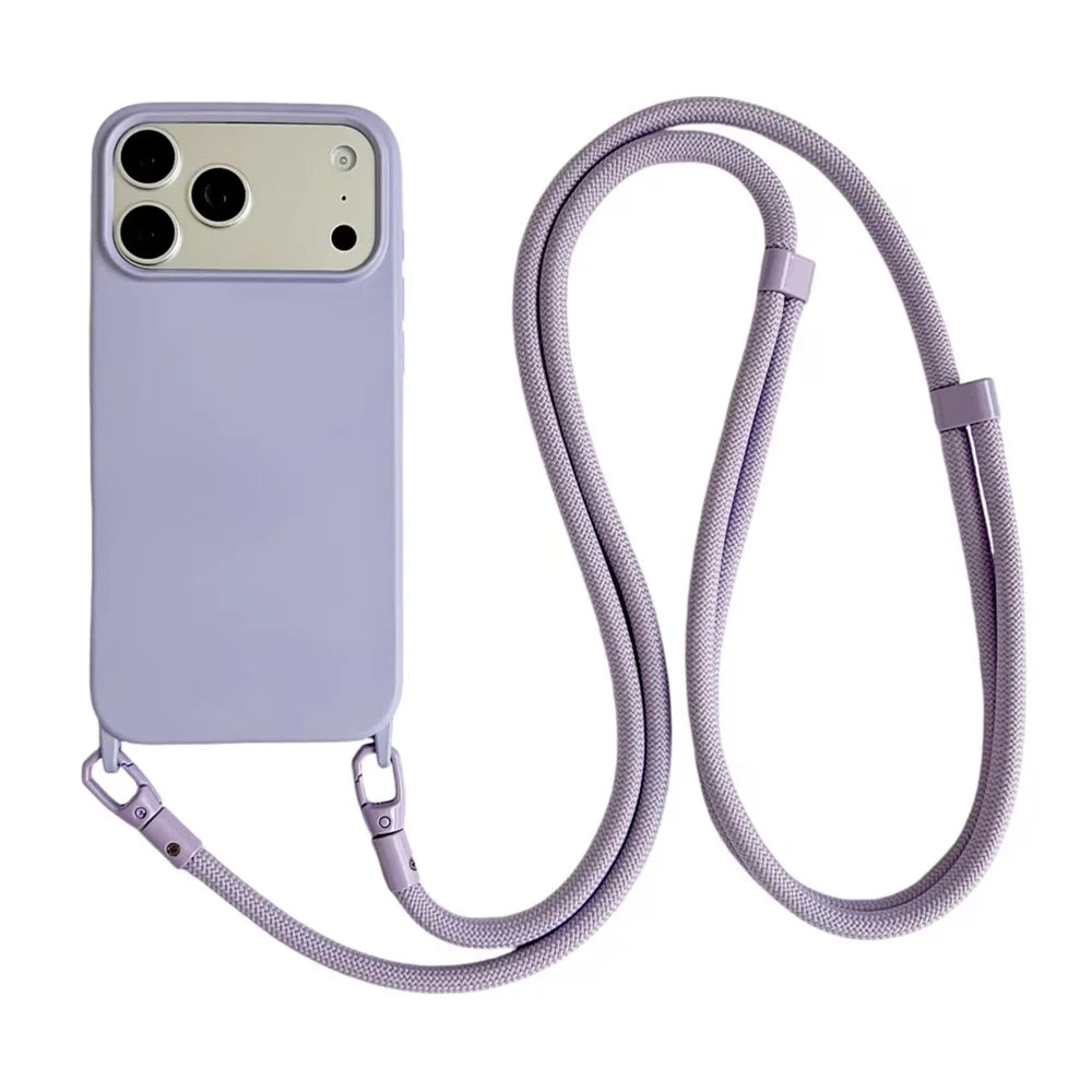 Solid Color Phone Case With Hanging Rope Can Be Slung Diagonally For Iphone 17Promax 17Air 16 Promax 15 14 13 17 Pro Shockproof Oasis Select