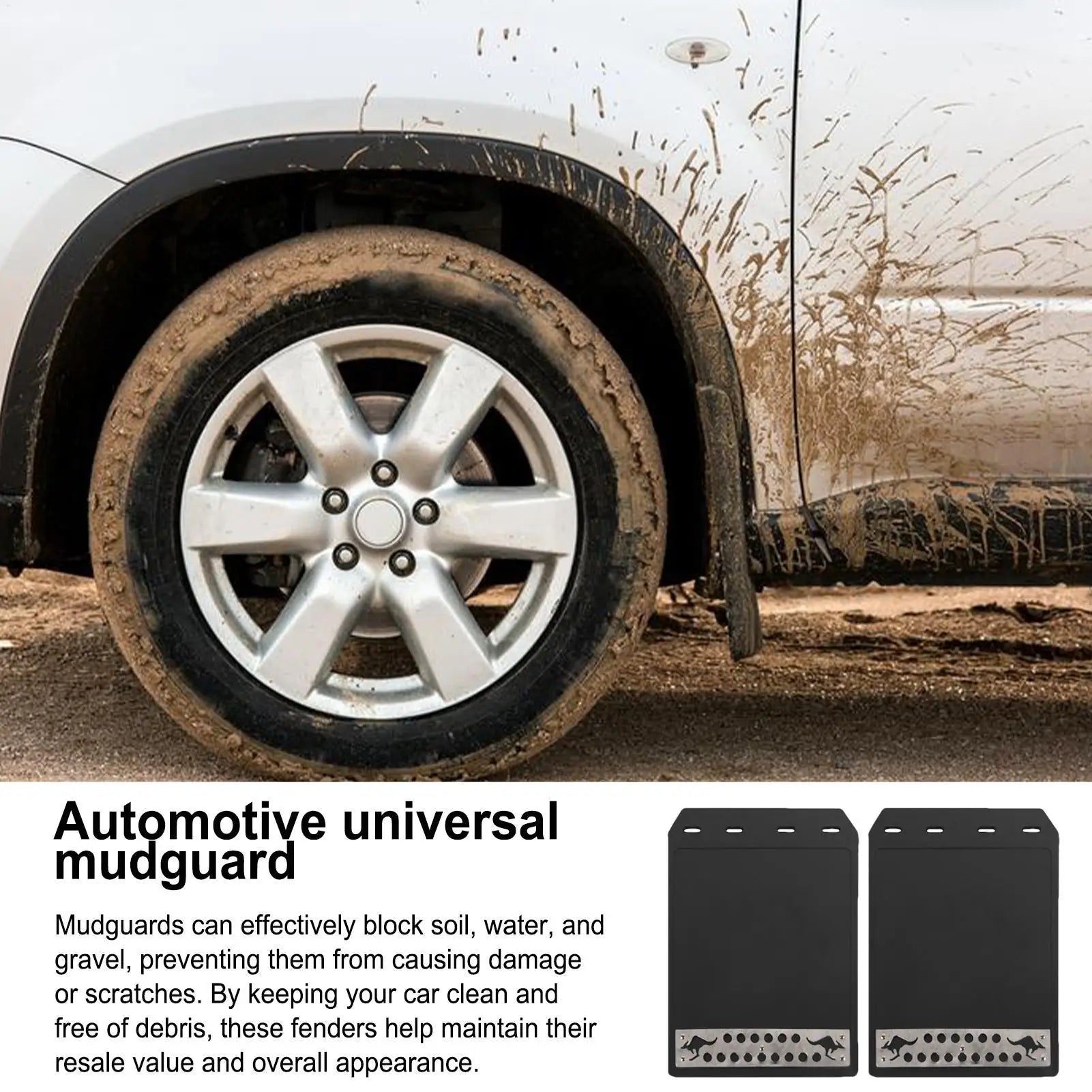 2-Piece Car Mudguard Mud Flaps Heat-Resistant Car Splash Guards Trucks Mud Guards Waterproof Rear Mud Flaps Vehicle Protection Oasis Select