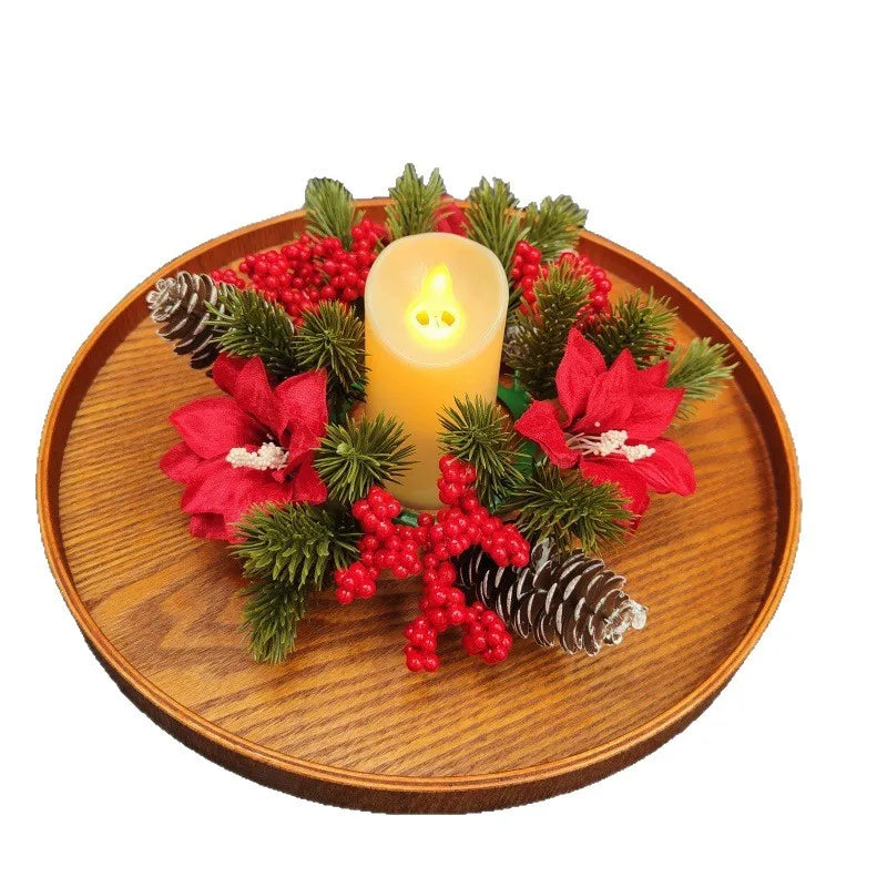 Christmas Candle Holder Wreath With Pinecones And Red Berries Candle Wreath Decorative Ornament Artificial Wreath Oasis Select