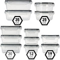12pcs Airtight Food Storage Containers, 5 Sizes BPA-Free PP Stackable Reusable Snap Lid for Fruits Veggies Meat Meal Prep Fridge Oasis Select 12Pcs