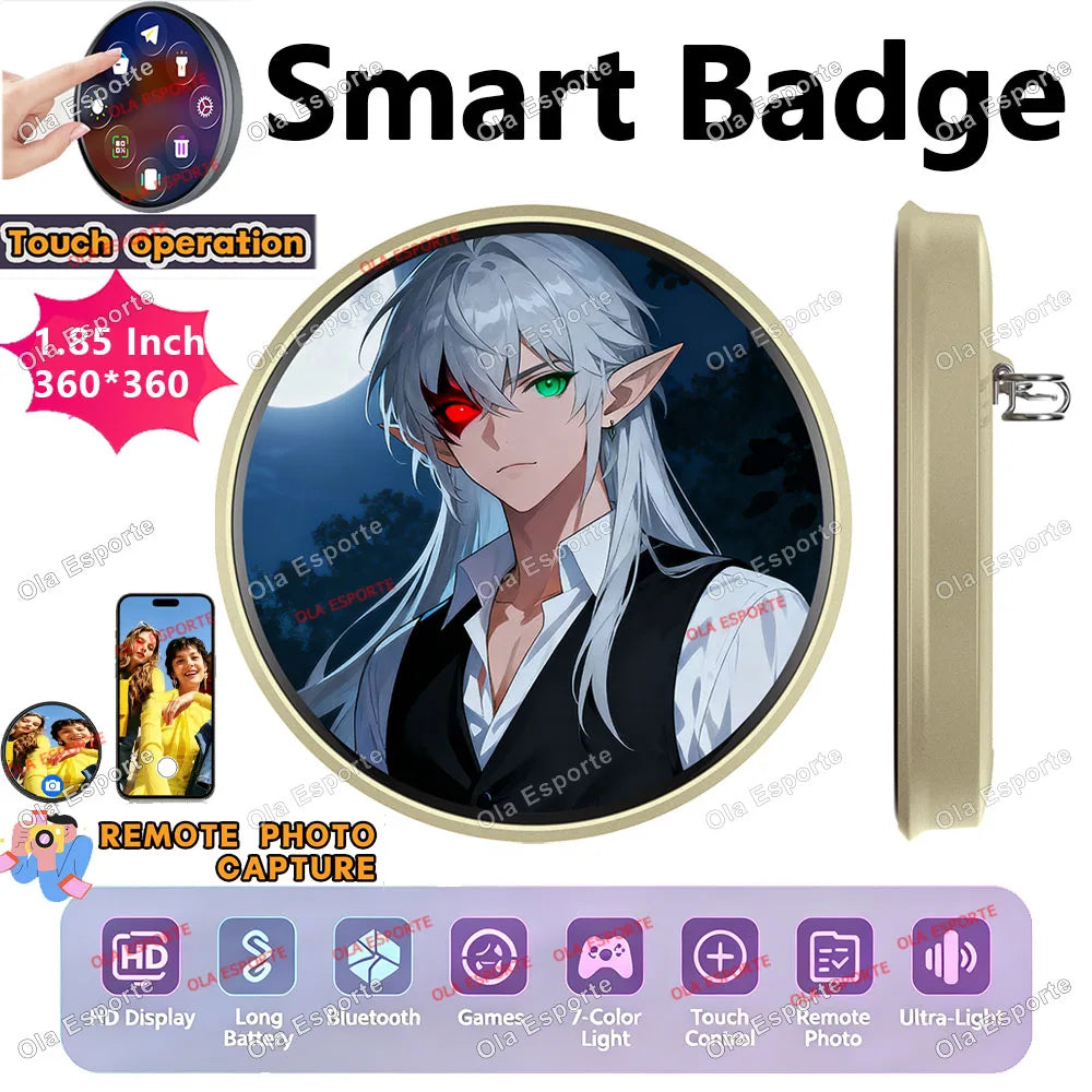 Anime LED E-Badge 1.85" Touch Screen Display Pin | Otaku Gift