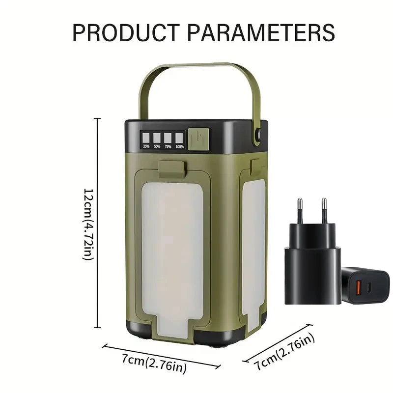 Christmas Outdoor Solar Light Rechargeable Flashlight Portable Power Bank Lamp LED Hanging Tent Light for Camping Hiking Fishing Oasis Select green with EU