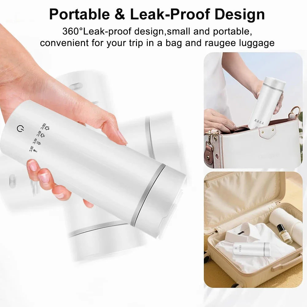 Portable Electric Kettle Mini Electric Kettle Tea Coffee Pot Anti-Scald Water Thermal Cup Keep Warm Hot Water Bottle for Travel Oasis Select