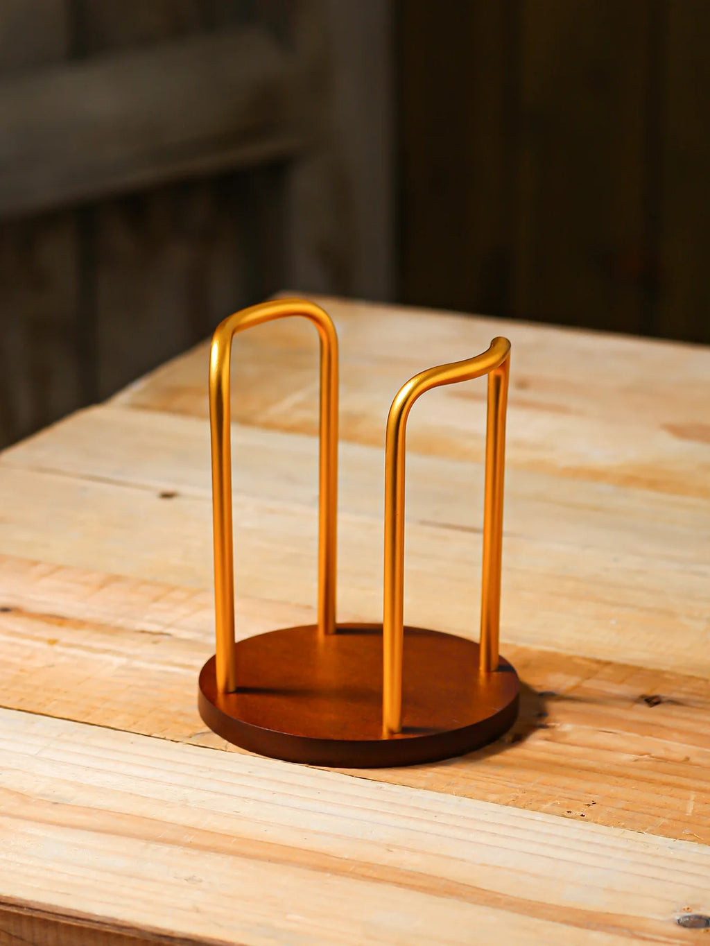 Bamboo & Aluminum Desktop Cup Holder for Coffee & Tea