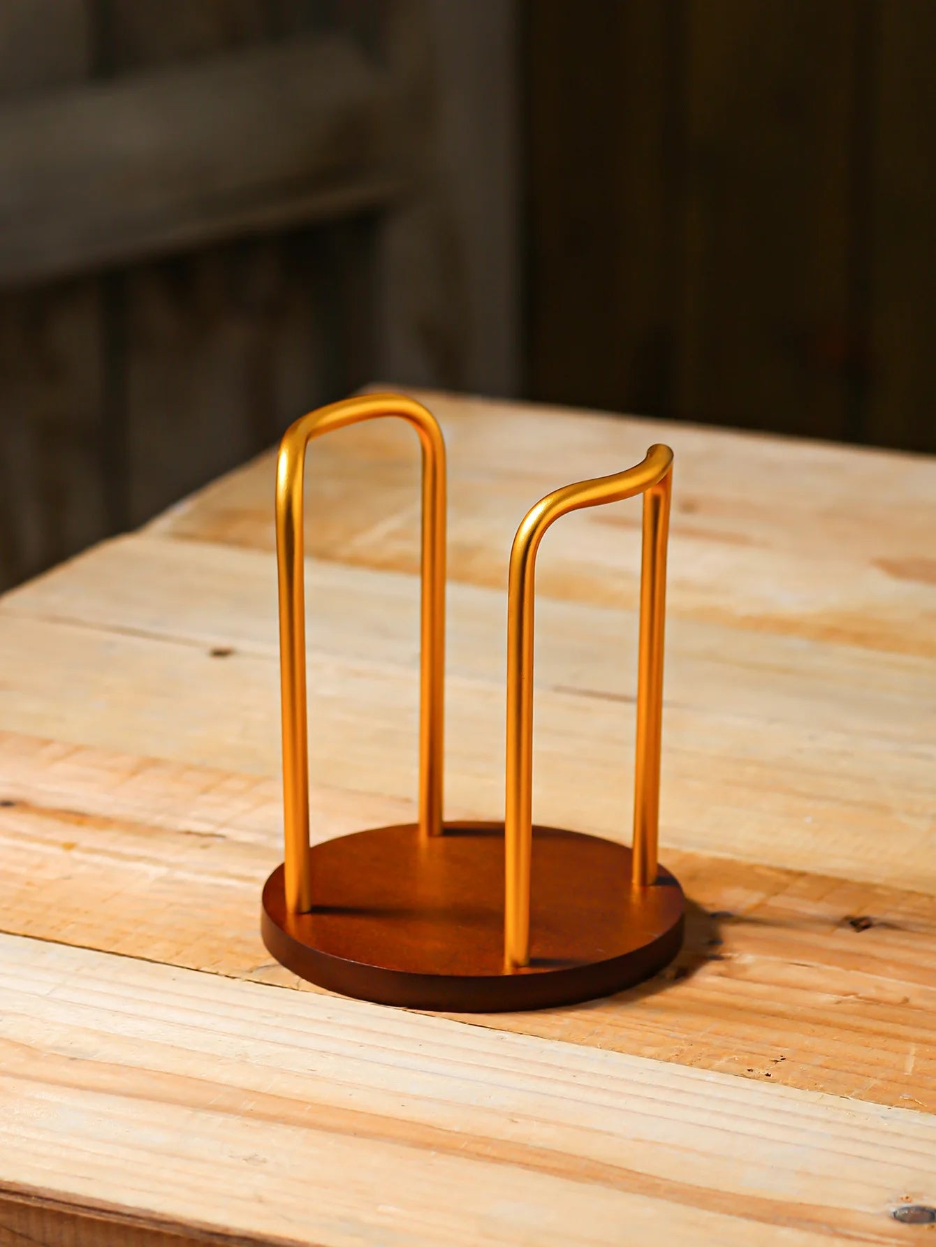 Bamboo & Aluminum Desktop Cup Holder for Coffee & Tea