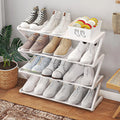 1pc 4 Tier Stainless Steel Shoe Rack Organizer,Space Saving Shoes Organizer, for Closet Entryway Bedroom, Floor, Outdoor Oasis Select white color