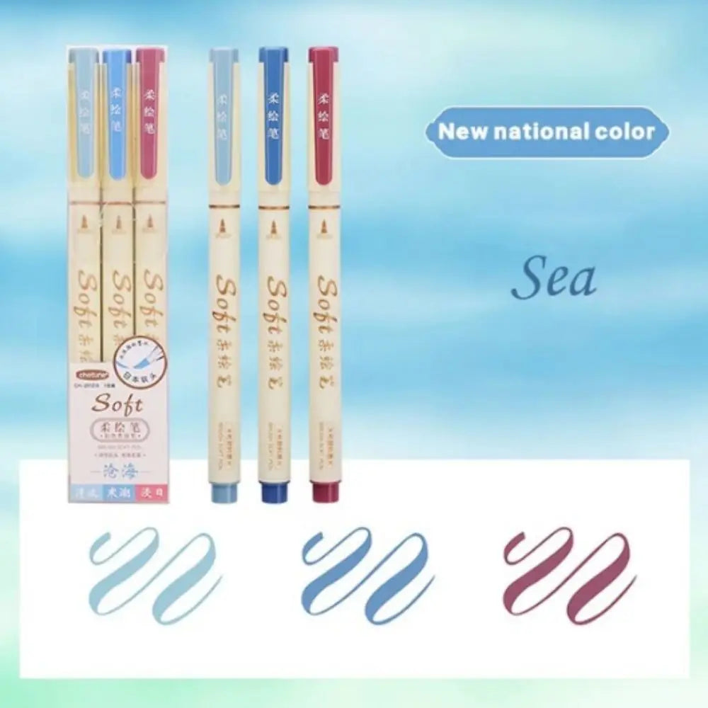 3Pcs/Set Crafts Soft Head Calligraphy Pen Soft Tip Soft Head Calligraphy Practice Pen Cute Colorful Greeting Card Pen Kids Oasis Select