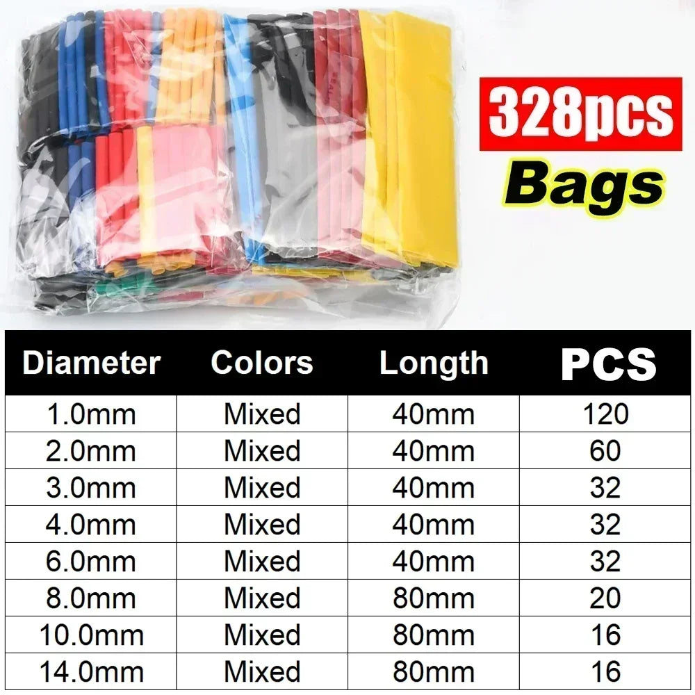 Shrinking Heat Shrinkable Tubing 2:1 Polyolefin Tube Sleeve Wrap Wire Set Multi-Color Cable Protection Thermoresistant Tubing Oasis Select 328pcs (bags) Mixed-size