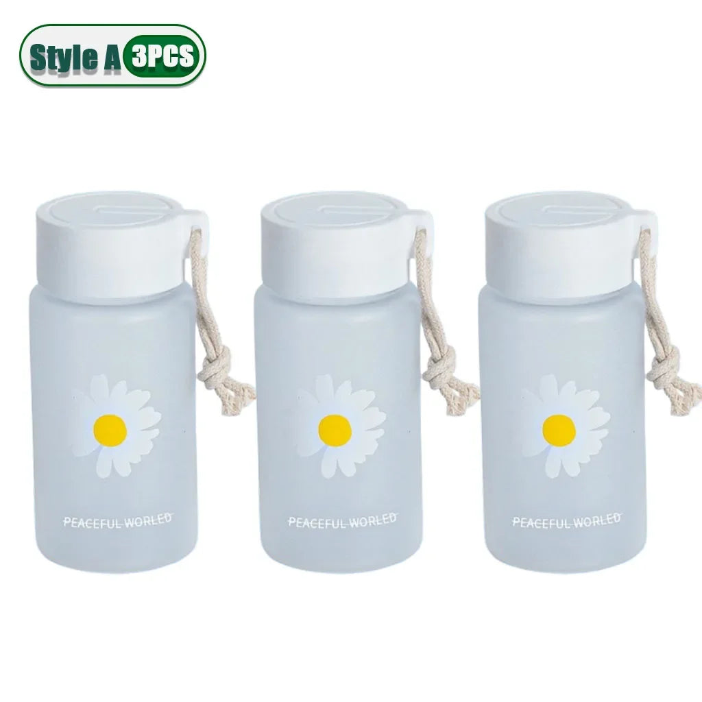 Small Daisy Frosted Plastic Mug Transparent Portable Travel Tea Cup BPA Free Cute Outdoor Girl Water Cup Children Water Bottle Oasis Select Style A-3PCS