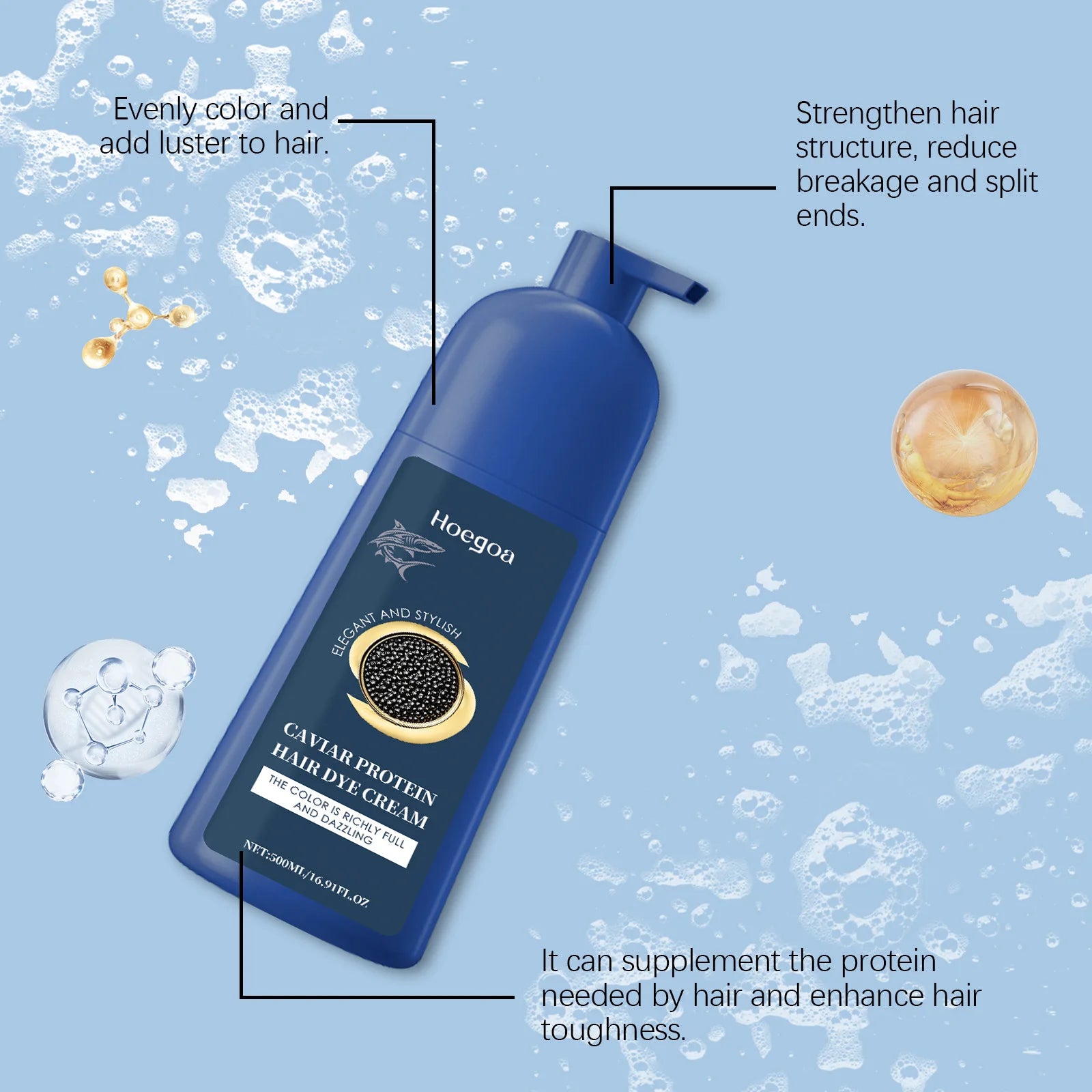 HOEGOA Caviar Protein Hair Color Shampoo Black Brown 500ml