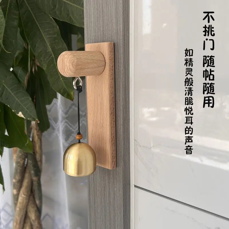 Japanese - Style Wooden & Brass Door Chime - Shop Entry Alert, Dopamine Decor, Opening Gift Oasis Select