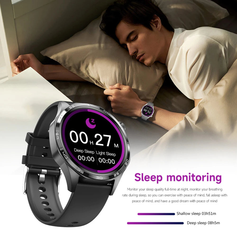 Men Round Smart Watch Sports Blue Tooth Call Health Watches Waterproof GPS Motion Trajectory Compass Voice Assistant Smartwatch Oasis Select