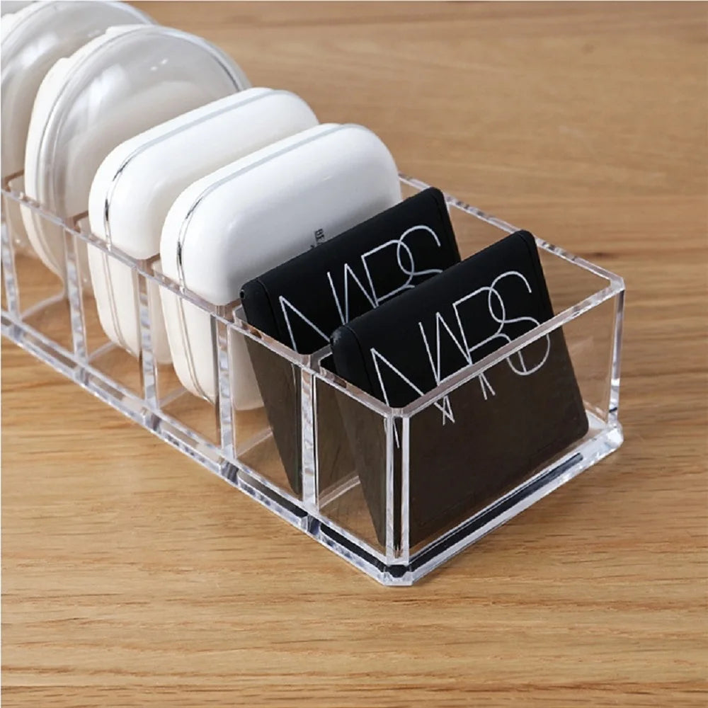 Transparent Acrylic Makeup Organizer – 6-Grid Desktop Storage Box