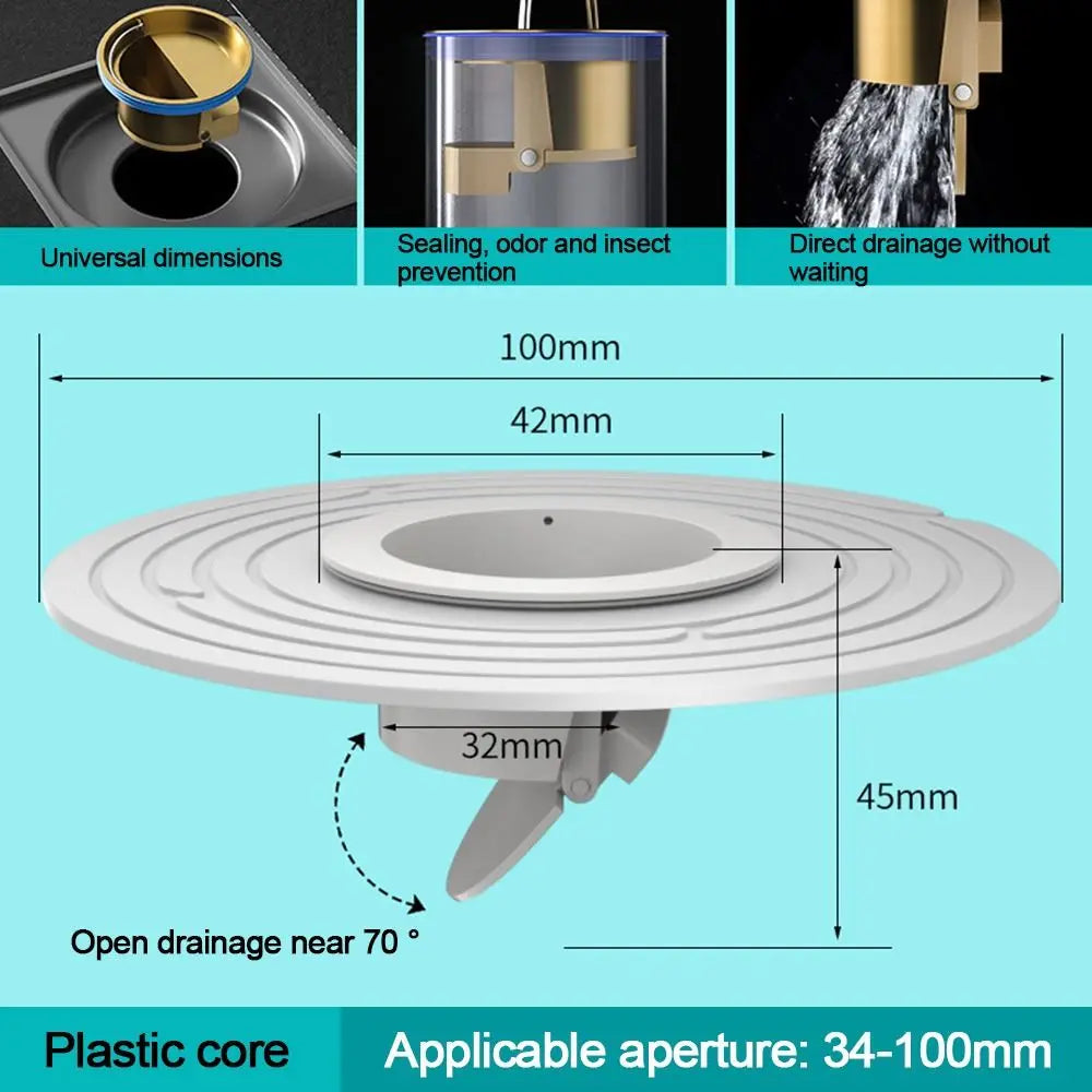 New Backflow Preventer Shower Floor Drain Dectable Anti-odor Sink Strainer Universal Fast Drainage Floor Drain Bathroom Supplies Oasis Select white-plastic core