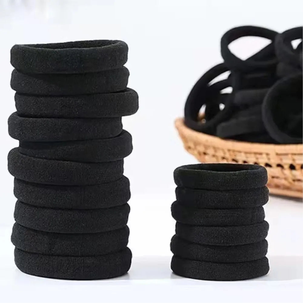 10/100pcs Black Hair Ties, No Damage Seamless Hair Ties Ponytail Holders Elastics Hair Accessories for Women Girls Oasis Select