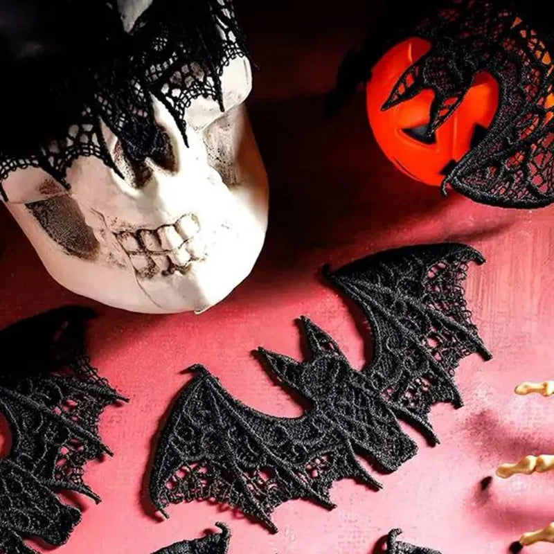 2pc Lace Halloween Bat Ghost Festival Decoration Black Halloween Decoration Accessory for Diy Clothing Oasis Select