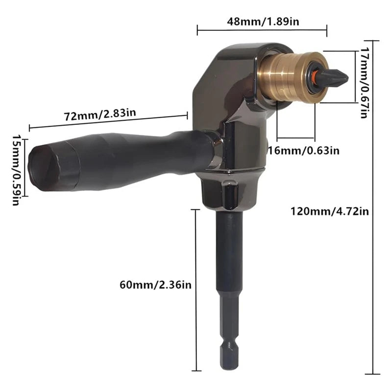 Right Angle Drill Attachment, All Metal Body 90 Degree Drill Adapter With Detachable Handle, Drill Bit Corner Adapter Durable Oasis Select