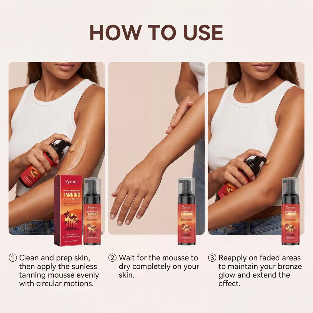Bronzing Tanning Mousse Sunless Self Tanner Natural Glow Streak Free Hydrating Long Lasting Even Bronze Lightweight Non Sticky Oasis Select